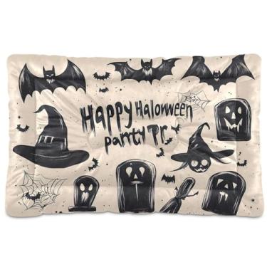 Imagem de SEHANY Cama de Halloween com abóboras amarelas para cães, gatos, outono/inverno, caixote grosso, macio, para animais de estimação, antiderrapante, lavável, para cães pequenos, médios e grandes, gatos
