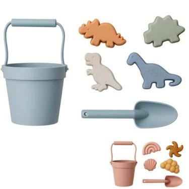 Imagem de Kit De Praia Infantil Em Silicone Balde, Pá E Moldes Areia - Nash, Azu