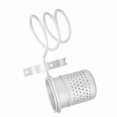 Imagem de Generic Suporte para Secador de Cabelo Organizador Montado na Parede Suporte de Alumínio à Prova de Ferrugem para Banheiro Design de Gancho Duplo, Rack de Balde Ventilado para Armazenamento de Itens