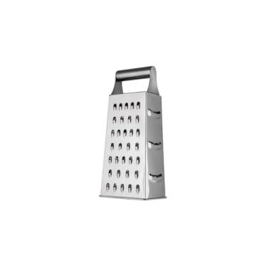 Imagem de Ralador de Quatro Faces em Aço Inox, 21cm, Prata, com Quatro Tipos de Corte, Alça Ergonômica, 116g