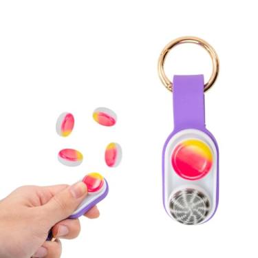 Imagem de Brinquedo Antistress Magnético, Chaveiro Portátil de Silicone e Plástico, Roxo, 2,9 x 15,5 cm, com 2 Ímãs, para Ansiedade e Autismo