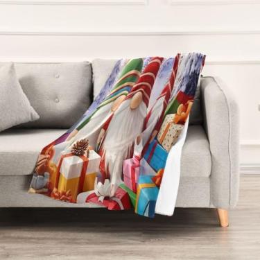 Imagem de Wassud Cobertores e mantas de Natal 152 x 228 cm cobertor de gnomos de Natal para sofá, cobertores quentes aconchegantes de lã de pelúcia para cama, sofá, cadeira, decoração de casa