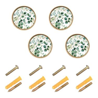 Imagem de xigua 4 maçanetas de armário de eucalipto aquarela redondas de zinco sólido, puxadores decorativos de 3,5 cm para armário de banheiro, cômoda, armário e guarda-roupa