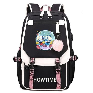 Imagem de Mochila escolar infantil Cupheadss Anime 30x19x47cm