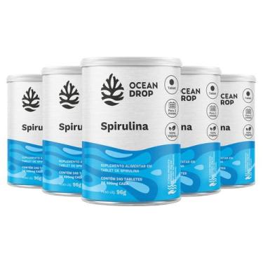 Imagem de Kit 5 Spirulina Ocean Drop Vegana 240 Tabletes