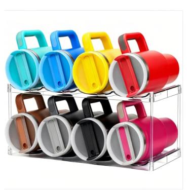 Imagem de Organizador de garrafa de água para Stanley Copo de garrafas grandes de 1,134 g, suporte para garrafa de água, empilhável, para armário organizador de armazenamento de cozinha (2 níveis de retenção