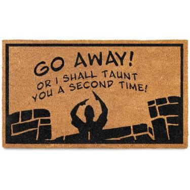 Imagem de MAINEVENT Go Away or I Shall Taunt You 76 x 43 cm, capacho Monty engraçado, presente Monty Holy Grail, tapete de boas-vindas Go Away, tapete de boas-vindas nerd, decoração geek, presente nerd