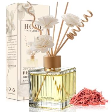 Imagem de Conjunto difusor de palheta de teca de mogno de 200 ml – Garrafa de vidro premium com varetas de vime naturais | Aroma amadeirado sofisticado para casa e escritório | Aromatizador de ar de longa