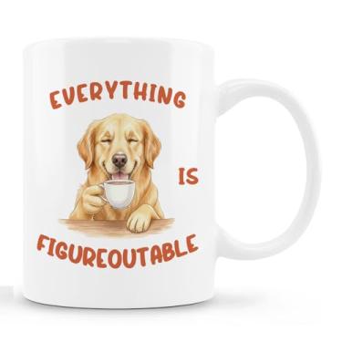 Imagem de Zomhix Caneca divertida inspiradora para cães Golden Retriever, caneca de café de cerâmica Everything Is Figureoutable, presentes para amantes de Golden Retriever, caneca de chá de café de cerâmica