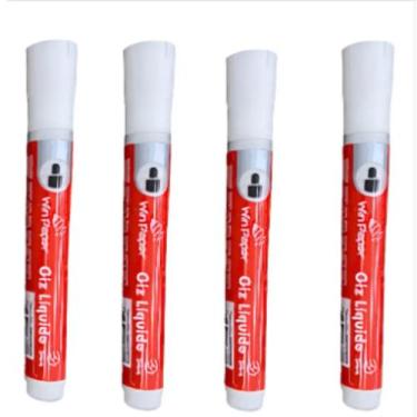 Imagem de Kit 4 Marcadores Giz Líquido Win Paper Ponta 5mm - Wincy Natal, Branco