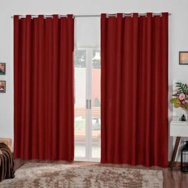 Imagem de Cortina dupla face bloqueia luz solar, elegante voil vermelho, grandes ilhoses, comprida, decorativa, impactante, 280x220cm, resistente