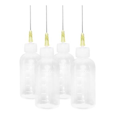 Imagem de MOLUCKFU 4 peças de ponta de agulha de garrafa de cola de precisão, reutilizável para tinta a óleo de tintura de cabelo de madeira para tintura