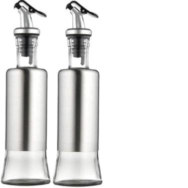 Imagem de Frascos elegantes para azeite e vinagre, vidro, aco inox, e belo, refinado