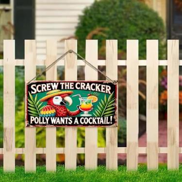 Imagem de Placa para pendurar 10 x 20 cm – Placa de papagaio de coquetel para decoração rústica de casa de fazenda para cerca, varanda, jardim (casa vintage e design floral)