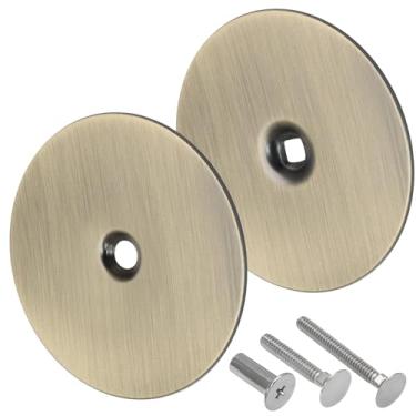 Imagem de Hordion 1 pacote com placa de cobertura para furo de porta, tampa de fechadura de 2-5/20.3 cm, placa de enchimento de furo de maçaneta redonda de latão antigo com parafusos para espessura de porta de