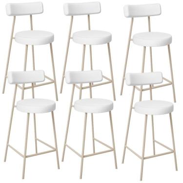 Imagem de Kit 06 Banquetas Baixa Cozinha Sala Jantar Bancada Milão Arena L02 Facto Branco - Lyam Decor
