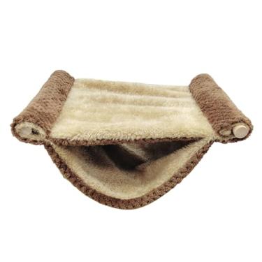 Imagem de Sanpyl Hamster Quente Rede Dupla Camada de Pelúcia Pendurado Cama, Material Macio, Fácil de Limpar, Perfeito para Esquilos Ursos Dourados, Chinchilas (Cor Café)