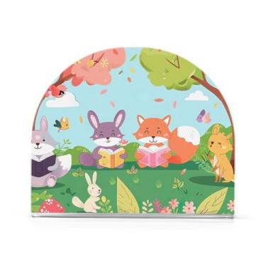 Imagem de Bonito porta-guardanapos de animais da floresta, suporte de guardanapo acrílico para mesas, suporte de guardanapo vertical para jantar cozinha restaurante decoração de casa acessórios de bar