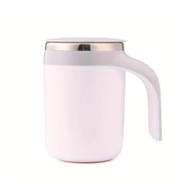 Imagem de Caneca Misturadora Magnética Automática, 380ml, Aço Inoxidável, com Tampa e Cabo USB, 13.5cm Altura