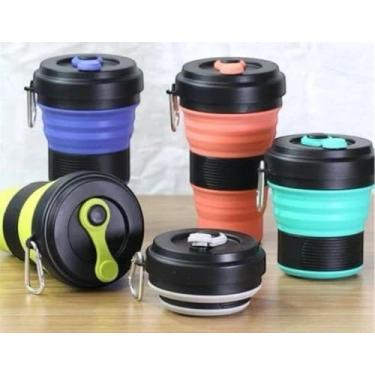 Imagem de Copo Retrátil Ecológico de Silicone 550ml Dobrável com Tampa – Portátil, Antivazamento e Reutilizável | Ideal para Viagens, Academia e Café