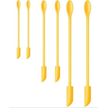Imagem de Conjunto de espátulas de silicone (6 peças) - Mini ferramenta raspadora para beleza e comida - alcança até a última gota, espátulas de vários tamanhos para potes de maquiagem, frascos de loção e