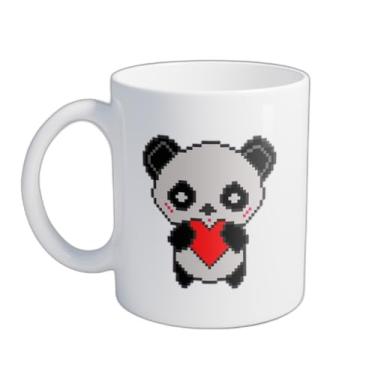 Imagem de Caneca Xícara de Café Porcelana 300ml Design Pixel Art Panda
