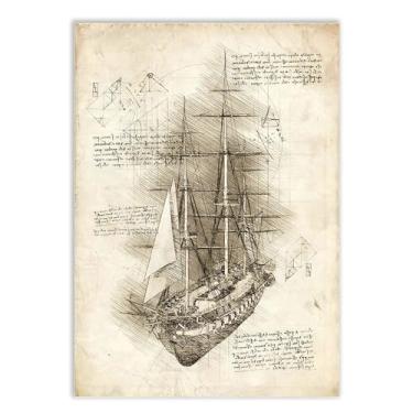 Imagem de Placa Decorativa A4 Navio Antigo Marinha Piratas Projeto Retro