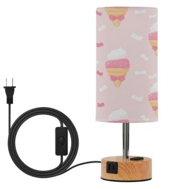 Imagem de Wassud Candeeiro de mesa de cabeceira Kawaii com cones de sorvete touch com 3 temperaturas de cor, luminária de mesa moderna com forro de sombra que cuida dos olhos para sala de estar, quarto