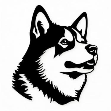 Imagem de Arte Decorativa Pet 3D para Parede, Dog Friendly, Cão, Quadro Cachorro, Shih Tzu, Labrador Retriever, Poodle, Pit Bull e Vira-Lata e Muito Mais, Preto, 23x23cm, Plástico Ecológico, Fita 3M, Confira Modelos (Husky Siberiano)