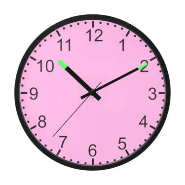 Imagem de ODAWA Relógio de parede rosa pérola que brilha no escuro 30 cm, sem tique-taque, relógio de parede decorativo para cozinha, quarto, sala de estar