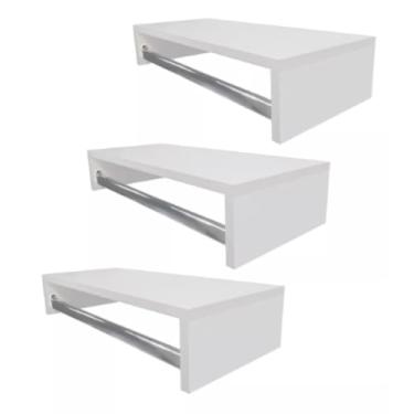 Imagem de Conjunto de cabides de parede - cabides pretos/brancos de 60 cm (Branco 03 Cabideiro 60)