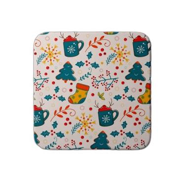 Imagem de Ladrilho Decorativo de Cerâmica Natalino com Estampa de Meias e Canecas