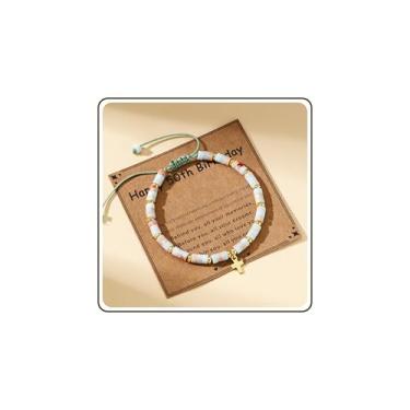 Imagem de JSJOY Pulseira de cruz para mulheres, presentes cristãos de 10º 16º 40º 50º 60º aniversário para mulheres, presentes de confirmação de batismo de páscoa para adolescentes, mãe, filha, avó irmã, One