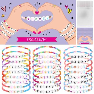 Imagem de Presentes de Dia dos Namorados, pacote com 24 cartões de dia dos namorados com pulseiras coloridas da amizade, troca de presente para meninas, mulheres, presentes de dia dos namorados, lembrancinhas