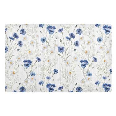 Imagem de Joisal Tapete de porta de boas-vindas margarida azul e branco, tapete para botas antiderrapante 81 x 50 cm