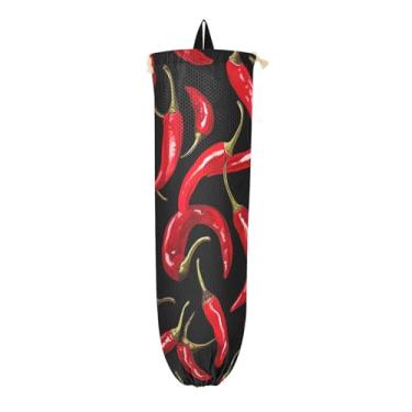 Imagem de Pimentas vermelhas em suportes de saco plástico preto, protetor de saco para sacolas plásticas, organizador de armazenamento de cozinha, 1 pacote