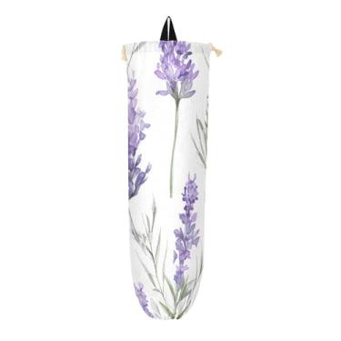 Imagem de Floral lavanda para impressão em suporte de saco plástico branco, suporte de saco de plástico para armário, organizadores de sacolas plásticas e armazenamento