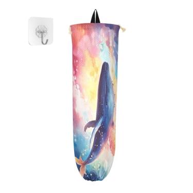 Imagem de Suporte de saco de compras de fantasia mar de nuvens e baleias, organizador de armazenamento de cozinha, protetor de saco para sacolas plásticas de mercearia