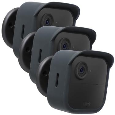 Imagem de Meffort Inc Capa protetora de silicone compatível com Blink Outdoor 4 (4ª geração) - Capa camuflada com brilho solar, proteção UV e clima (preta, pacote com 3)