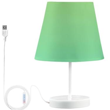 Imagem de TSENQUE Candeeiros de mesa personalizados ombré verde aqua gradiente bonito lâmpada de cabeceira LED mesa de cabeceira recarregável por USB lâmpada quente única que muda de cor