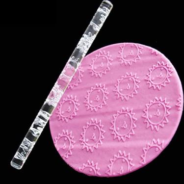 Imagem de GLOGLOW Rolo de Massa de Acrílico Com 28 Padrões, Material Compatível Com FDA, Aderência Confortável, 16 X 1 Cm, Leve para Produtos de Panificação de Massa e Pastelaria (52009 Sol Sorridente)