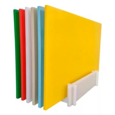 Imagem de Kit De 5 Tábuas De Corte Profissional Polietileno 30x25 6MM Antibacteriana Carnes Legumes Peixes Pao