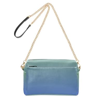 Imagem de Joitme Bolsa tiracolo feminina para celular bolsa de ombro de couro PU gradiente verde dinossauro azul real com alça de corrente
