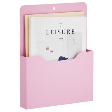 Imagem de Porta-arquivos magnético Marbrasse 30x24x3cm, organizador rosa