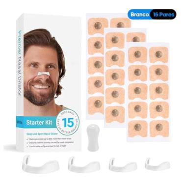 Imagem de Kit Dilatador Nasal para Sono – Dilatadores de Respiração com Tiras Auxiliares para Respirar Melhor e Reduzir Ronco(Branco)