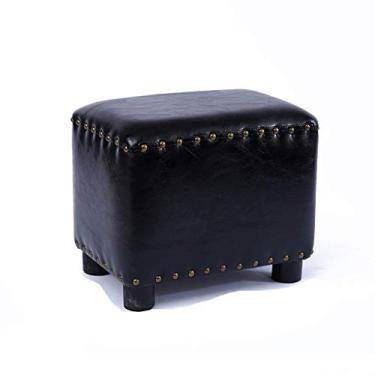 Imagem de Banqueta de apoio para os pés/apoio para os pés banco criativo para sofá sala de estar moderno banco pequeno banco de sapatos multicolorido, banco de madeira maciça banquinho para pés (cor: preto)