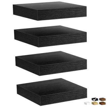 Imagem de Fun Memories Prateleiras flutuantes para parede, prateleiras de parede de madeira rústica para banheiro, quarto, sala de estar e cozinha, prateleiras de exibição de armazenamento, (conjunto de 4