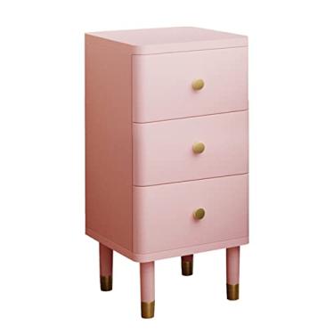 Imagem de Mesa de cabeceira com 3 gavetas para quarto de criança, quarto, mesa de cabeceira rosa, mini armário de cabeceira com 4 pernas (rosa 30 x 38 x 60 cm)