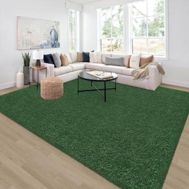 Imagem de ZJYeRug Tapete felpudo verde escuro para quarto de menina 1,8 x 2,7 m embaixo da cama, tapetes grandes antiderrapantes de 1,8 x 2,7 m para sala de estar, tapete fofo para sala de jogos, tapete macio