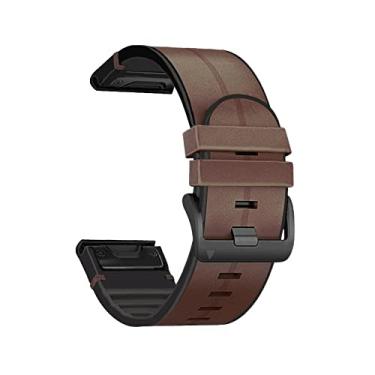 Imagem de ONECMN Pulseira de relógio inteligente de 22 26 mm para Garmin Fenix 7 7X 6 6X Pro 5X 5 Plus 3HR Descent Mk2 pulseiras de liberação rápida Silicagel + pulseira de couro (E, para 935 945)